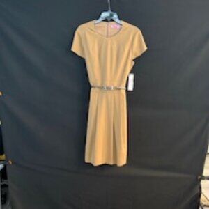 Eliza J Camel Dress with Leopard Print Belt – Size 12